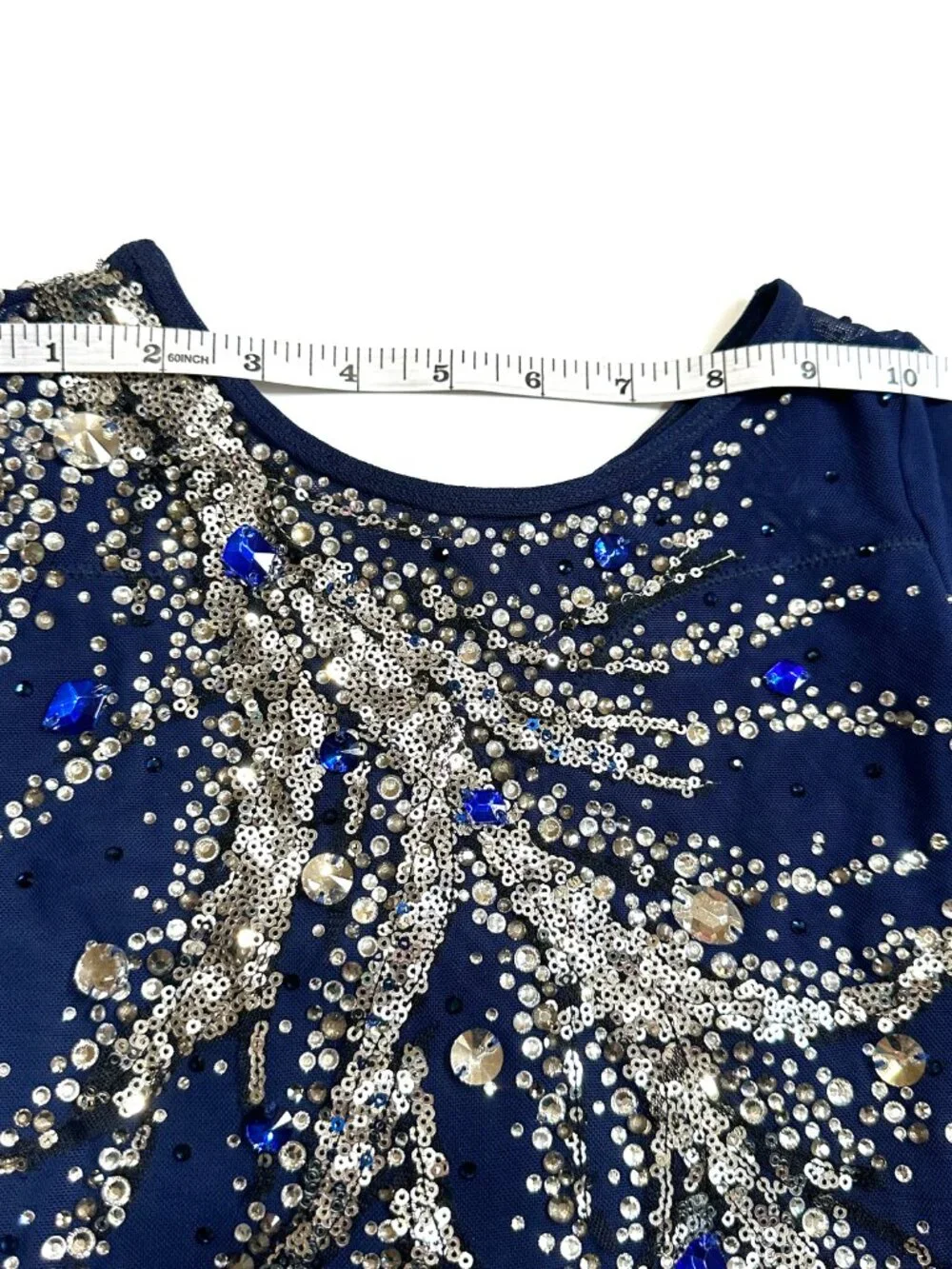 New Navy Blue Crystal Figure Skating Dress, Girls 10